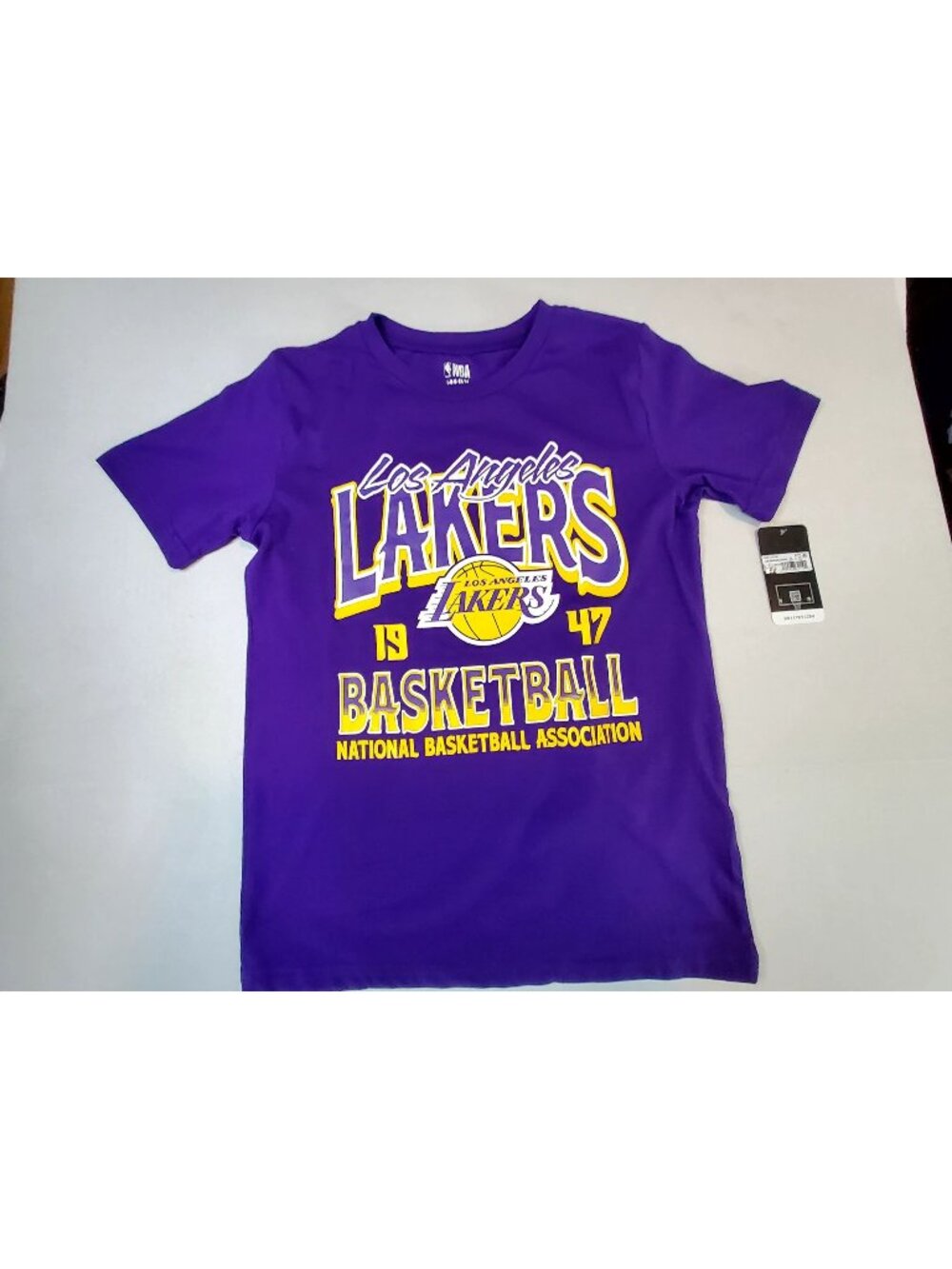 NBA Graphic T-Shirt Los Angeles Lakers Boys Purple L-G 12/14 Basketball Cotton